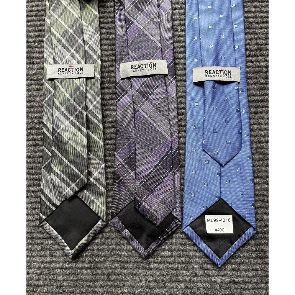 Reaction Kenneth Cole Silk‎ Blend Tie Mens OS Multicolor Plaid Set Of 3 Necktie